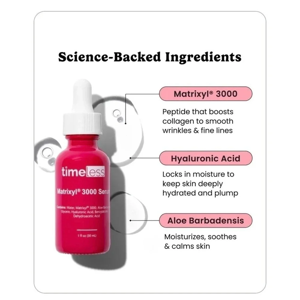 Timeless Skin Care Matrixyl 3000 Serum + Hyaluronic Acid 1 oz Anti‑Aging Younger